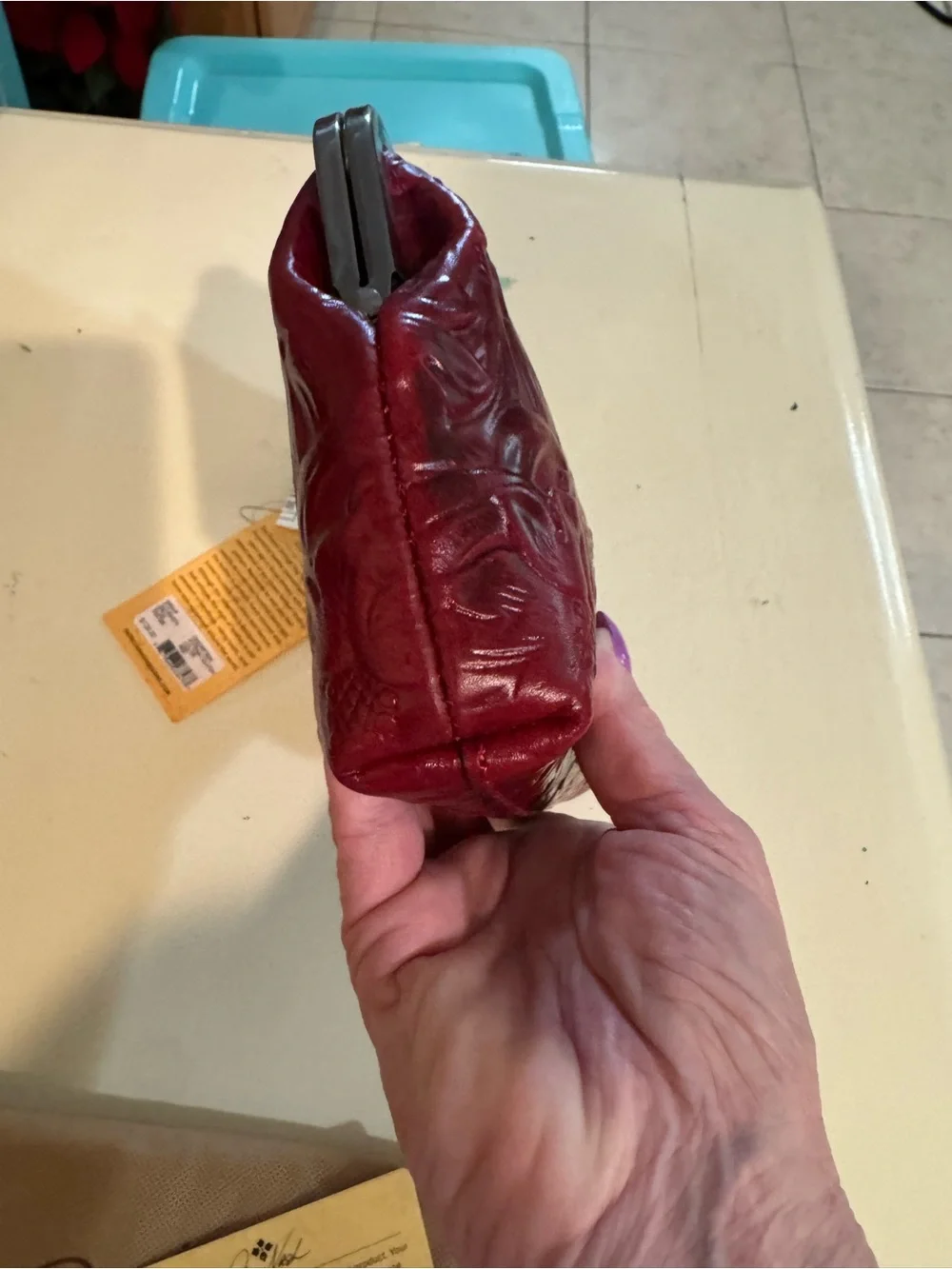 Patricia Nash Red Embossed Leather Cosmetic Case